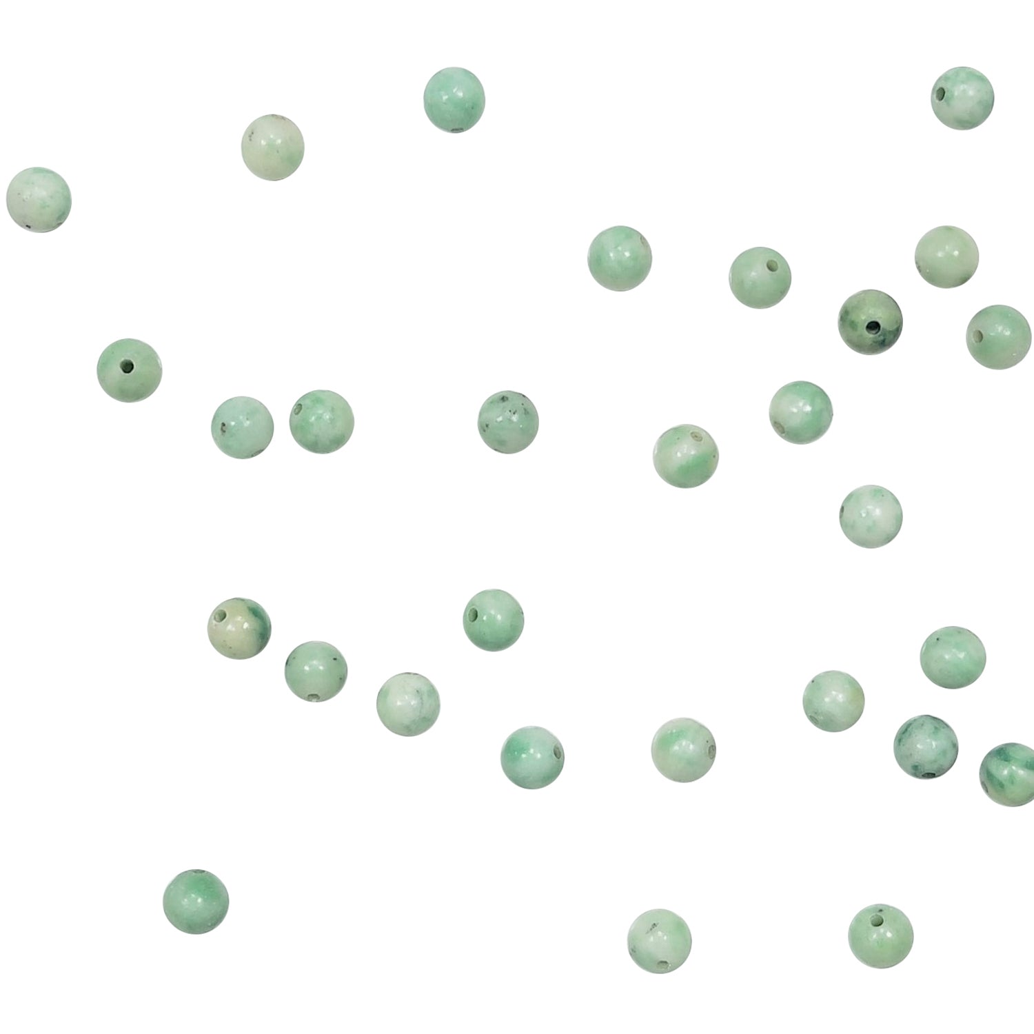 Green Spot Jade 6mm Round Beads - Natural Green Spot Jade Beads