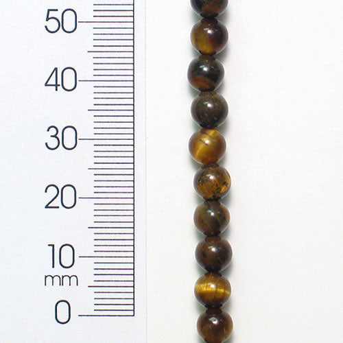 Tigereye 6mm Round Beads 8" Strand - Natural Tigereye Beads
