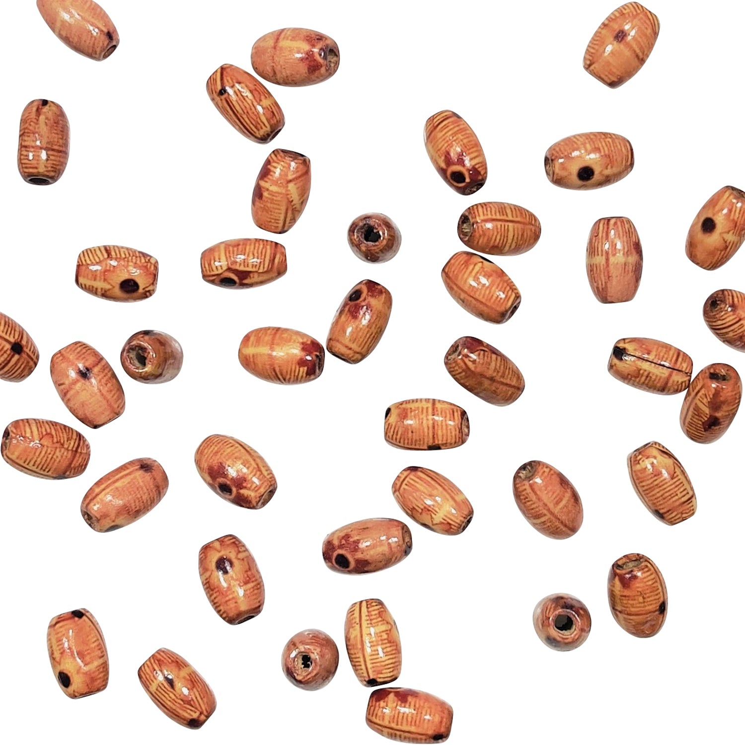 Fancy Wood Beads 8x12mm Oval Dark Brown 3/8" - Natural Wood Beads