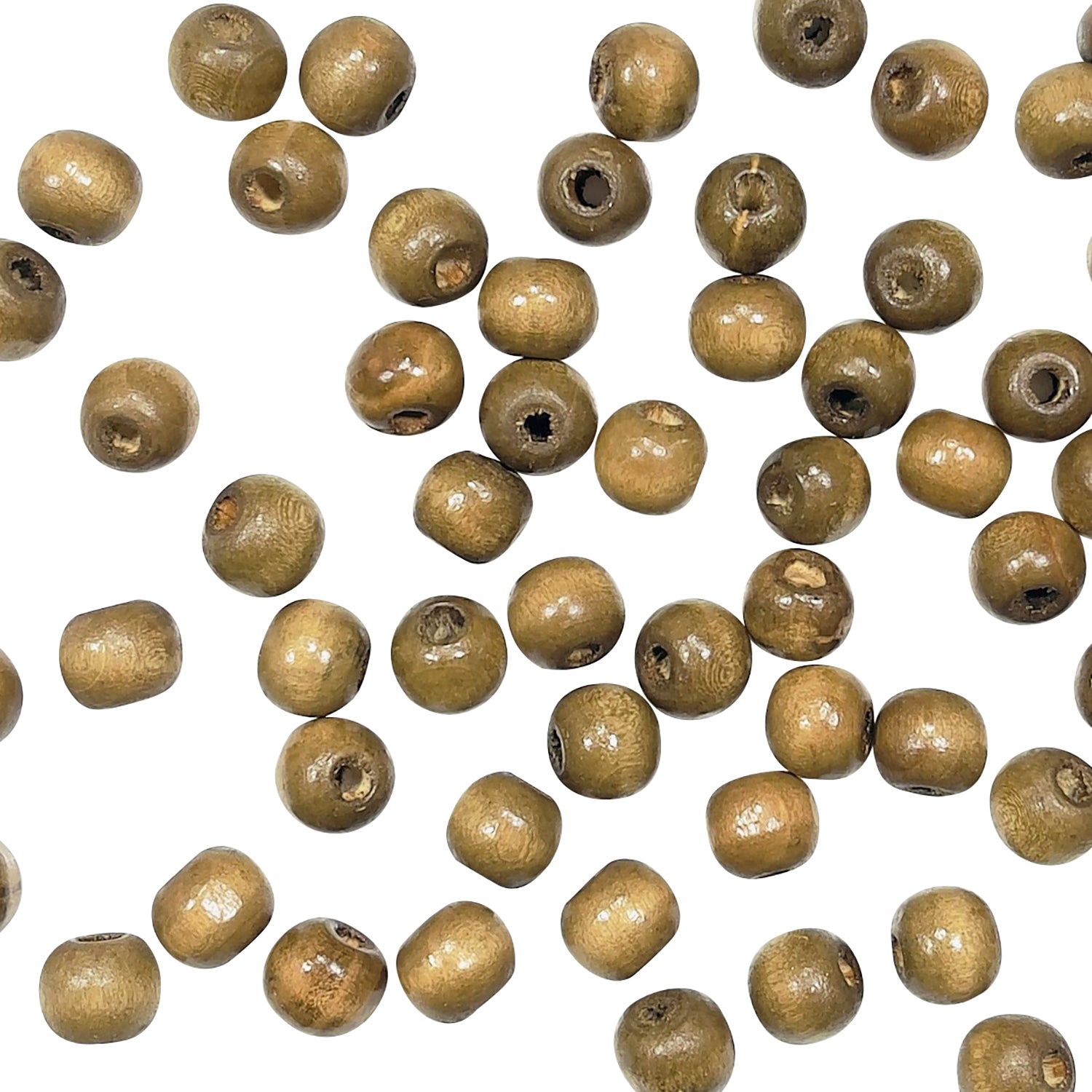 Wood Beads 10mm Round Taupe 3/8" Strand - Natural Wood Beads