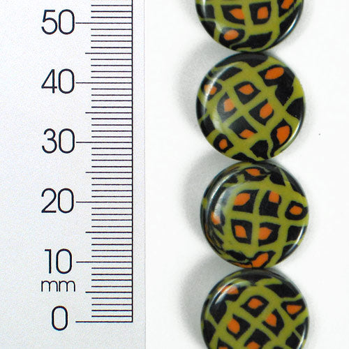 17m x 17mm Tribal Print Acrylic Bead 8 Inch Strand - Multi Colors Acrylic & Resin Beads