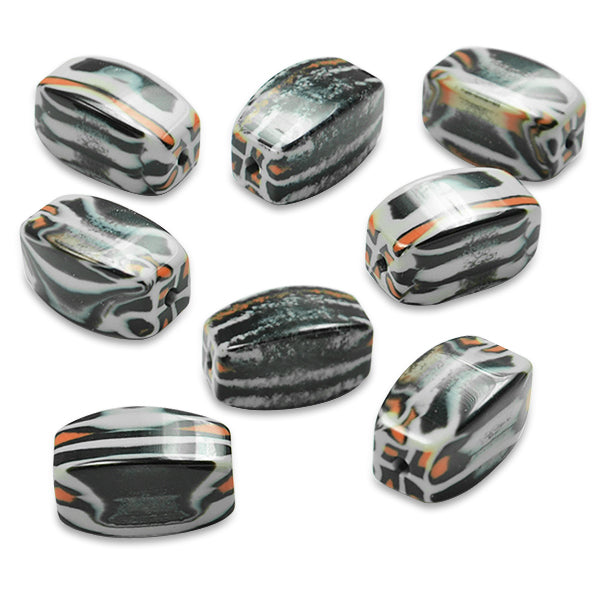 24mm x 18mm Tribal Print Acrylic Bead 8 Inch Strand - Multi Colors Acrylic & Resin Beads