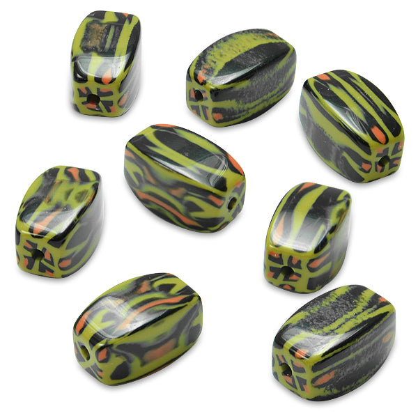 24mm x 18mm Tribal Print Acrylic Bead 8 Inch Strand - Multi Colors Acrylic & Resin Beads