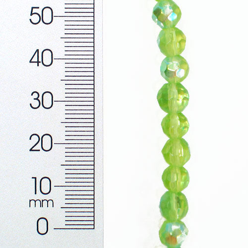Faceted Glass Bead Strand 8 in Pack of 2 - Green Aurora Borealis Glass Beads