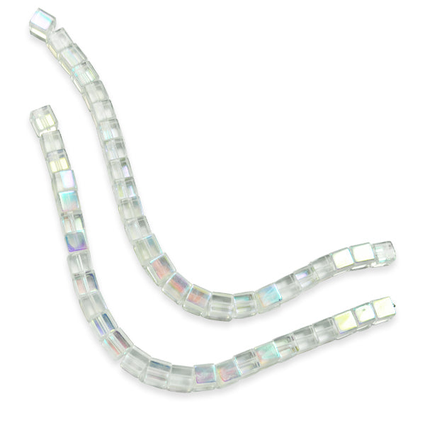 Cubed Glass Bead Strand 8 in Pack of 2 - Crystal Aurora Borealis Glass Beads
