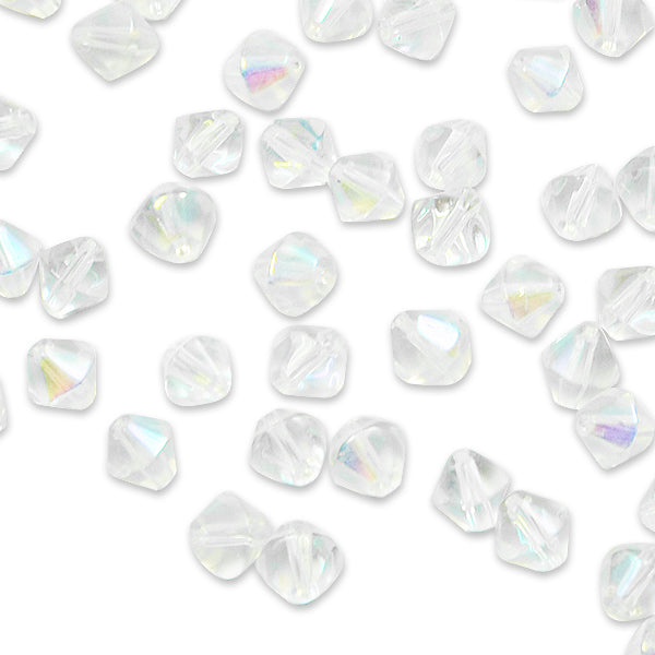 Diamond Facet Glass Bead Strands 8 in Pack of 2 - Crystal Aurora Borealis Glass Beads