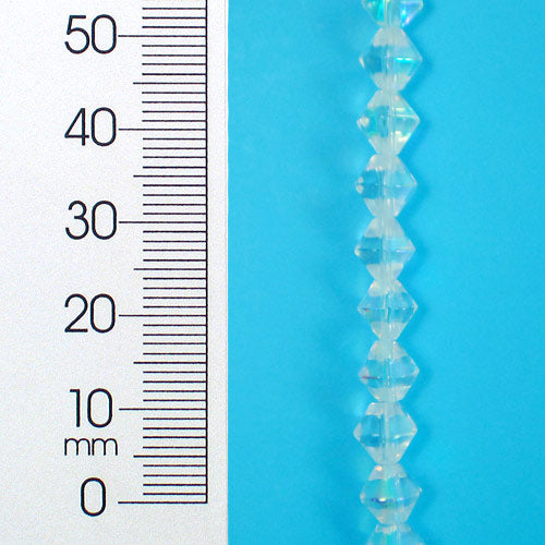 Diamond Facet Glass Bead Strands 8 in Pack of 2 - Crystal Aurora Borealis Glass Beads