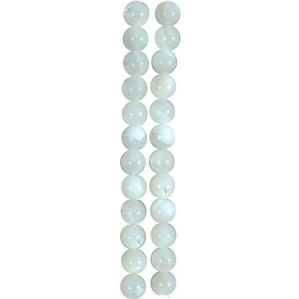 Sea Shell MOP 4mm Round Beads On 16" Strans (105-110 Beads) White - Natural Shell & Pearl Beads
