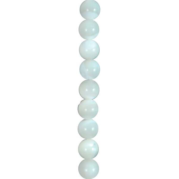 Sea Shell MOP 6mm Round Beads On 8" Strans (34-37 Beads) White - Natural Shell & Pearl Beads