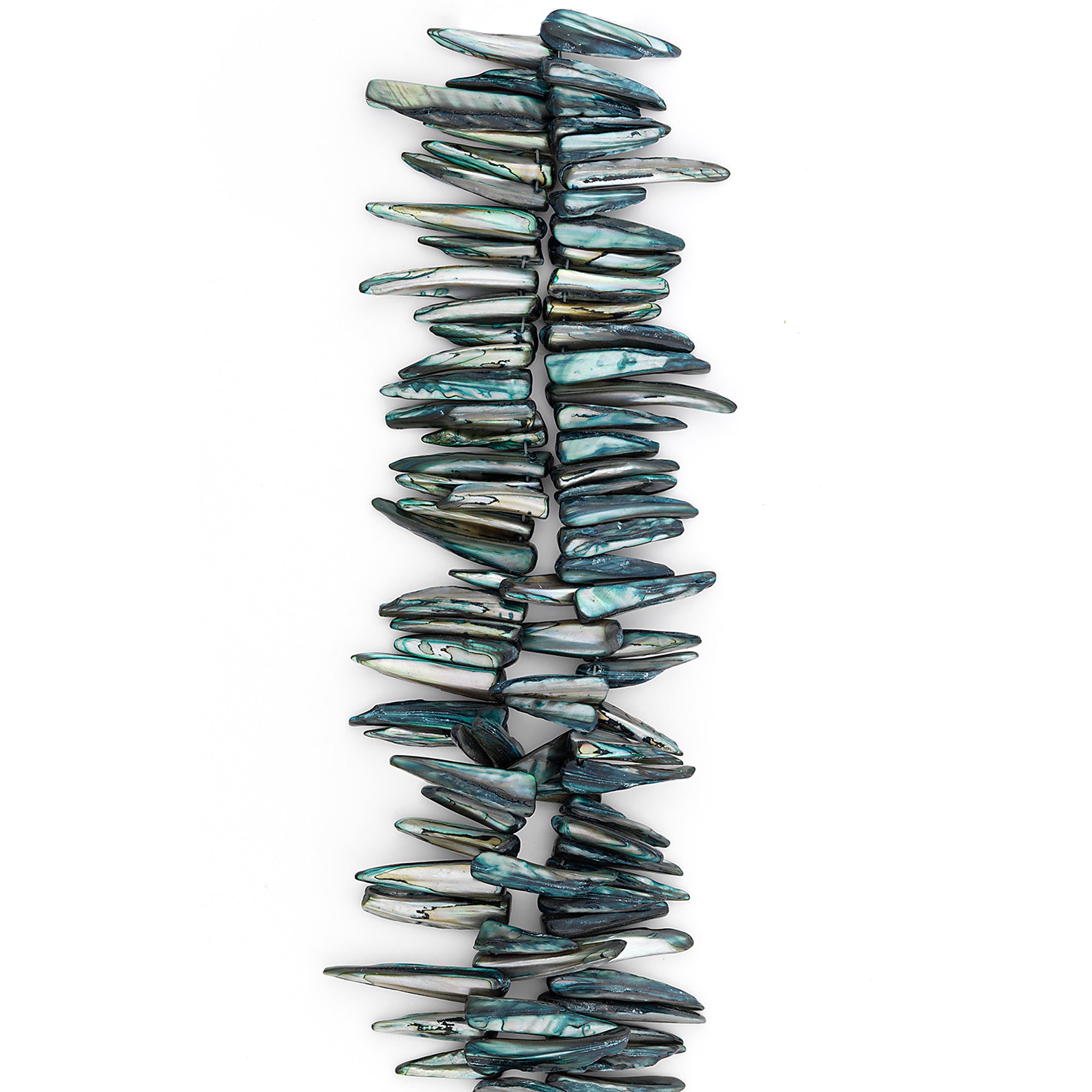 Sea Shell Spike Beads 16" Strand (62-66 ) Hand Crafted Tinted Blue - Natural Shell & Pearl Beads