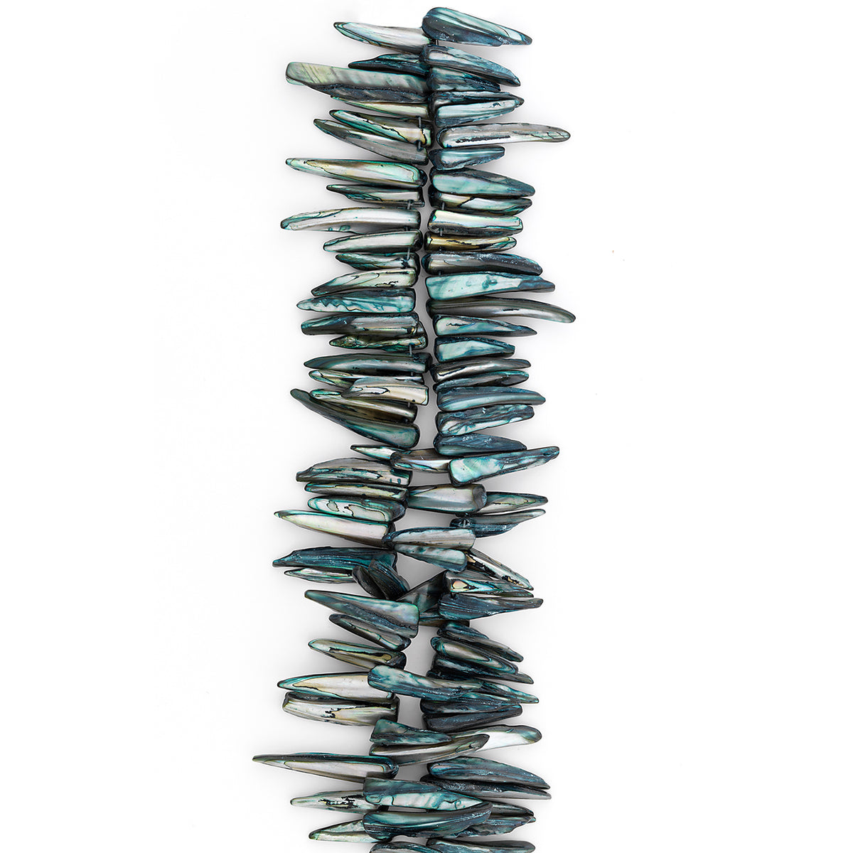 Sea Shell Spike Beads 16" Strand (62-66 ) Hand Crafted Tinted Blue - Natural Shell & Pearl Beads