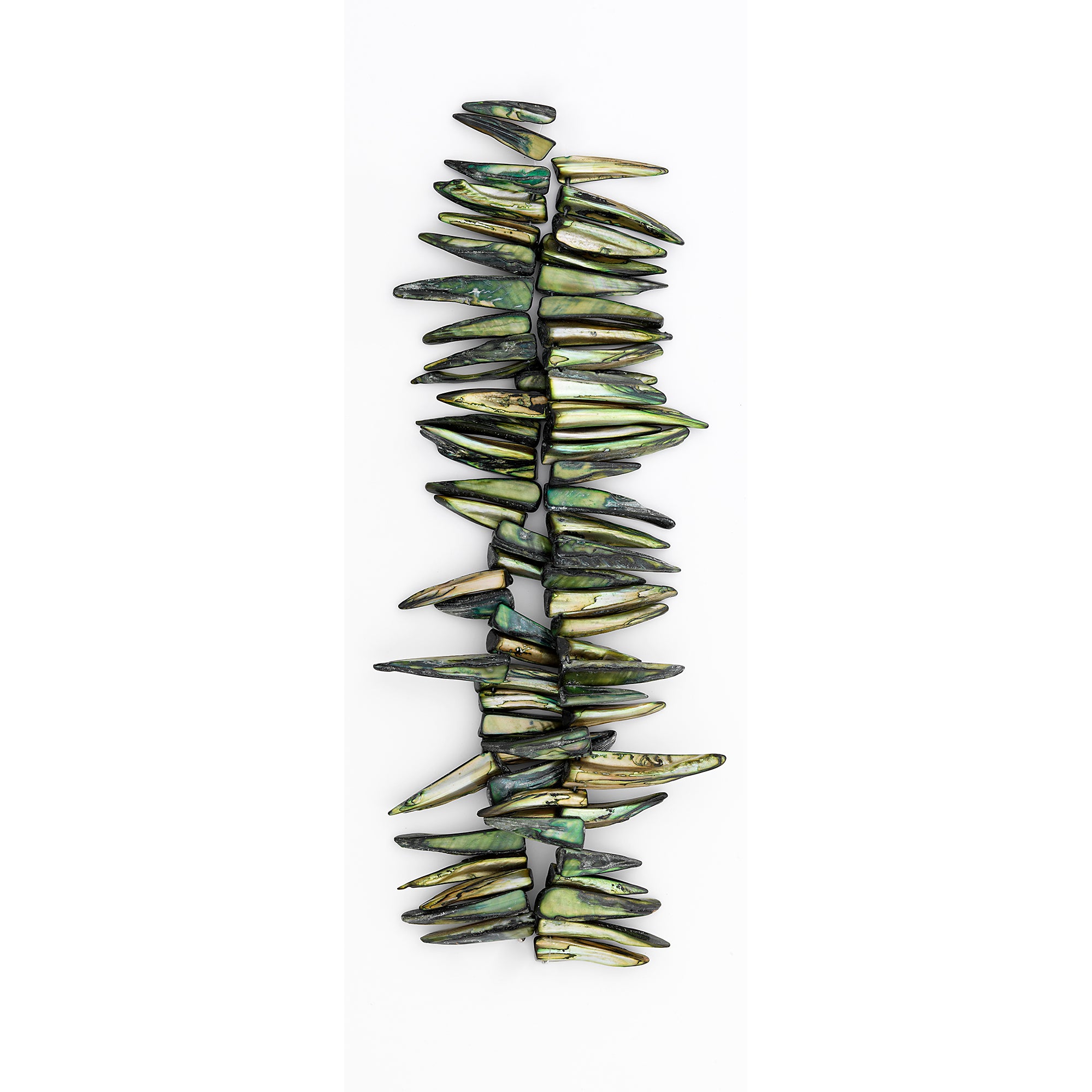 Sea Shell Spike Beads 16" Strand (62-66 ) Hand Crafted Tinted Olive - Natural Shell & Pearl Beads