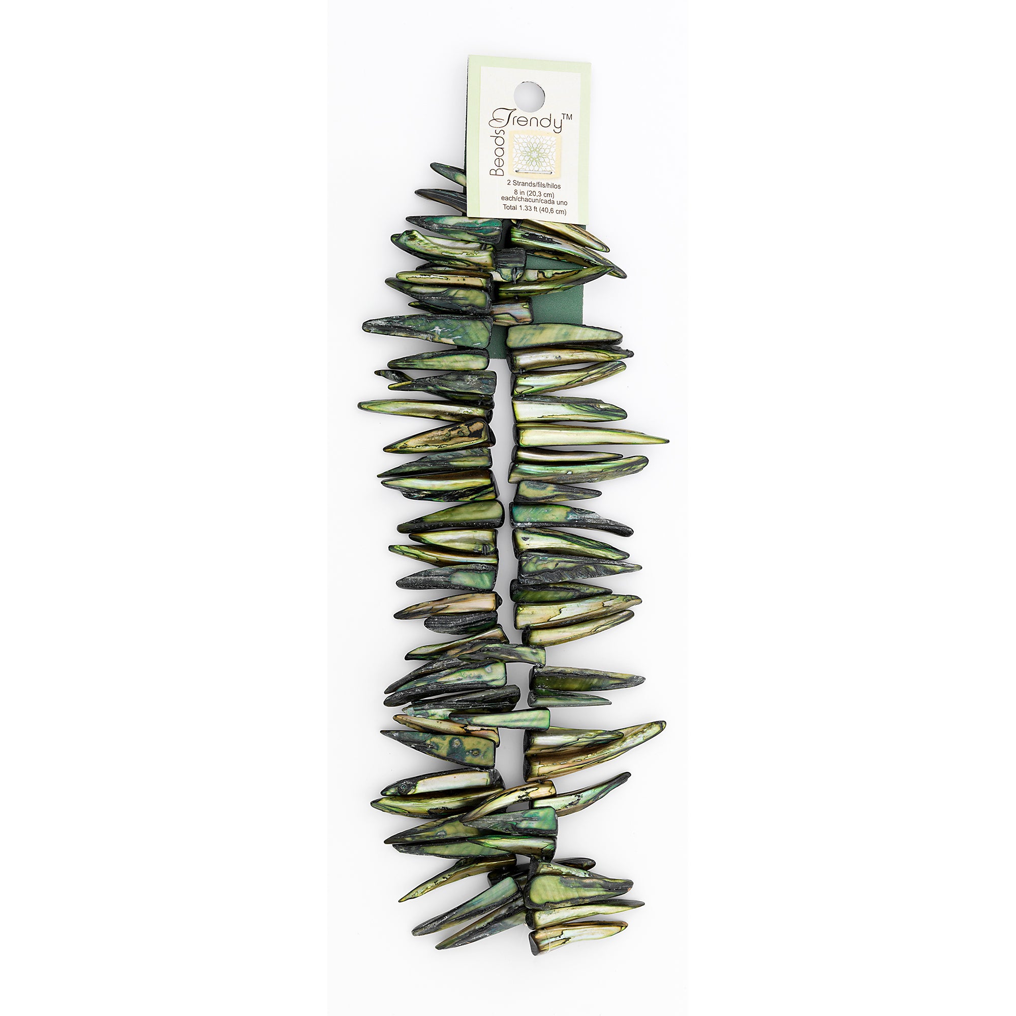 Sea Shell Spike Beads 16" Strand (62-66 ) Hand Crafted Tinted Olive - Natural Shell & Pearl Beads