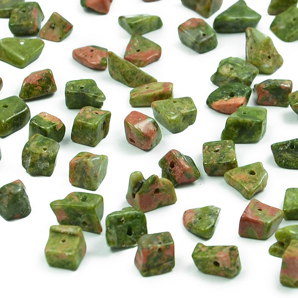 Unakite Chips 3/8" Strand - Natural Unakite Beads