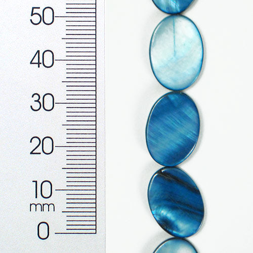 Tinted Shell Oval 2x8" - Blue Shell & Pearl Beads
