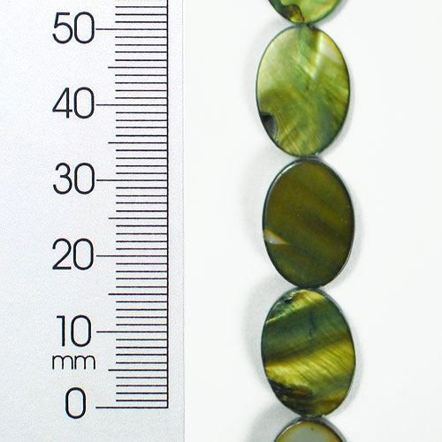 Tinted Shell 10x17mm Oval Olive 2x8" - Natural Shell & Pearl Beads