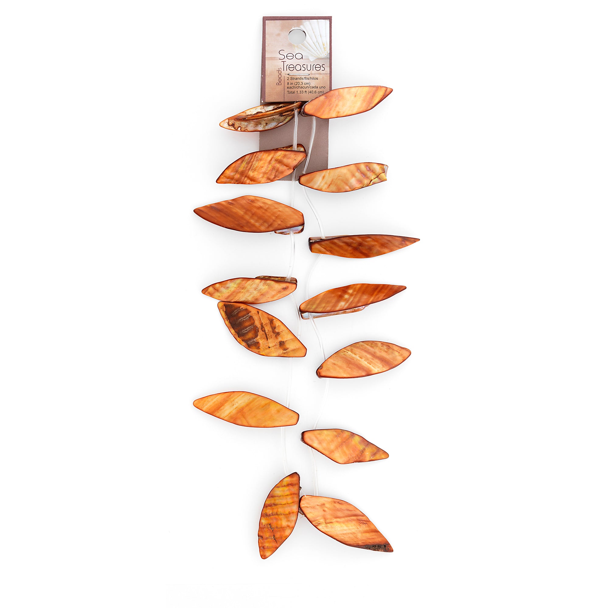 Sea Shell Hand Crafted Leaf Shape 14 Beads (15 x 45mm) - Beige - Natural Shell & Pearl Beads