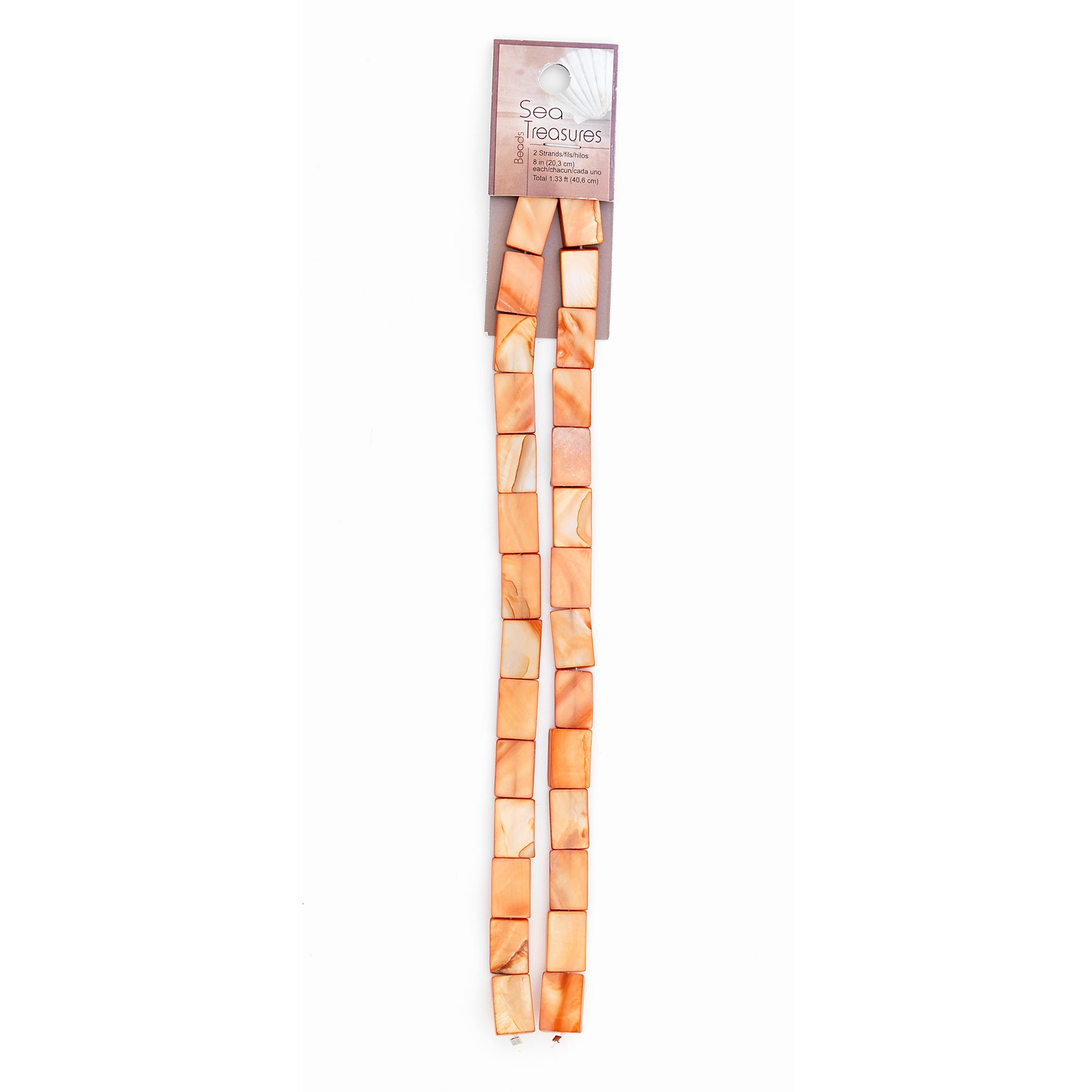 Tinted Rectangular Shells 8 in Strand Pack of 2 - Natural Shell & Pearl Beads