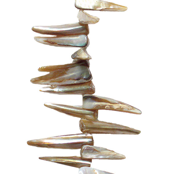 Sea Shell Spike Beads 16" Strand (62-66 ) Hand Crafted Natural Shell & Pearl Beads