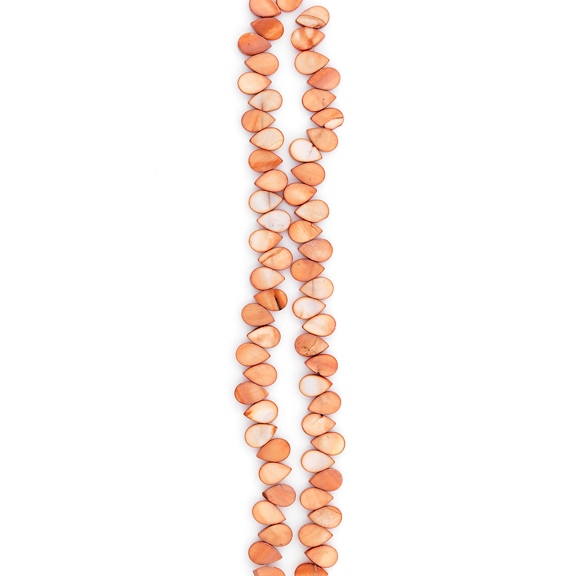 Tinted Shell Teardrop 8 in Strand Pack of 2 - Beige Shell & Pearl Beads