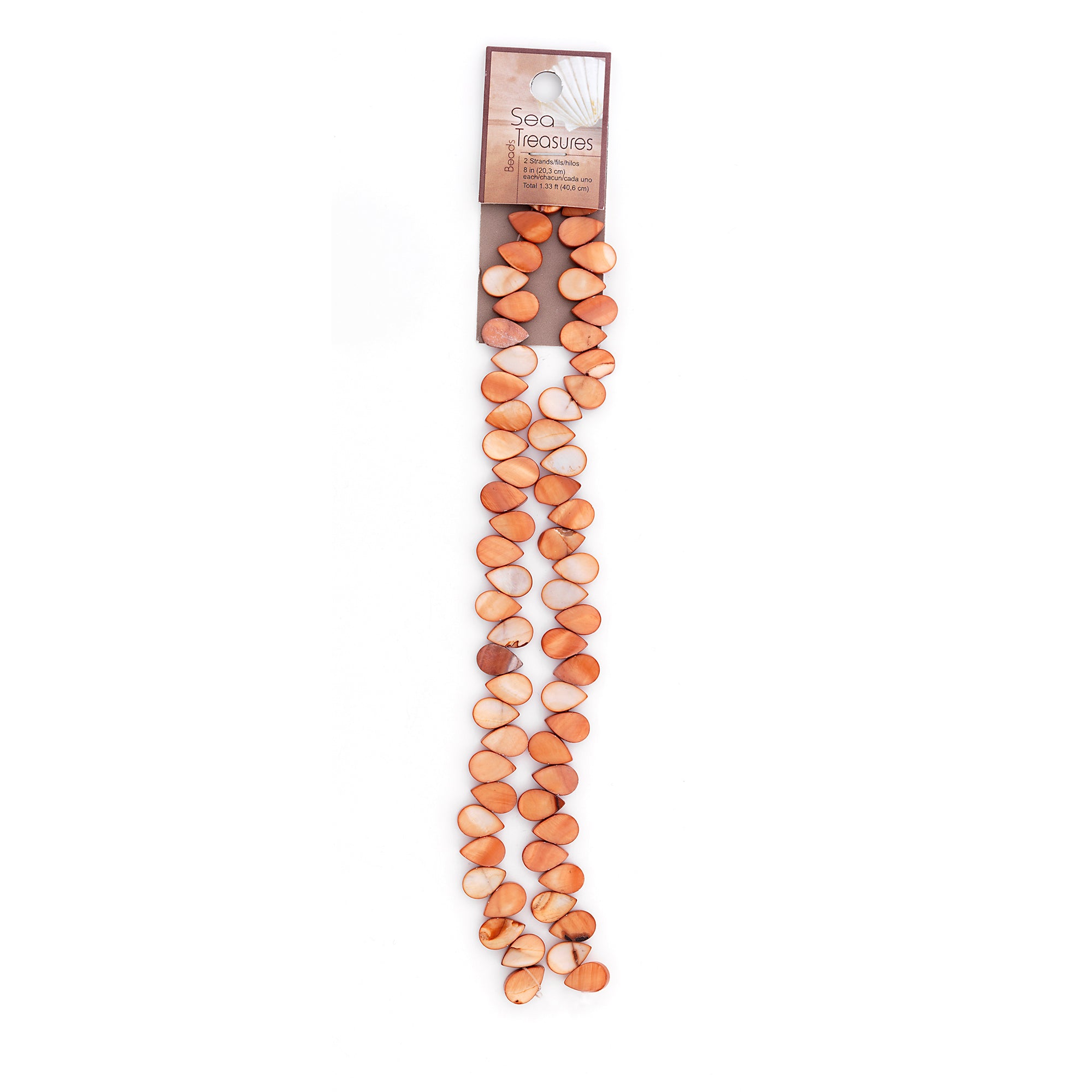 Tinted Shell Teardrop 8 in Strand Pack of 2 - Beige Shell & Pearl Beads