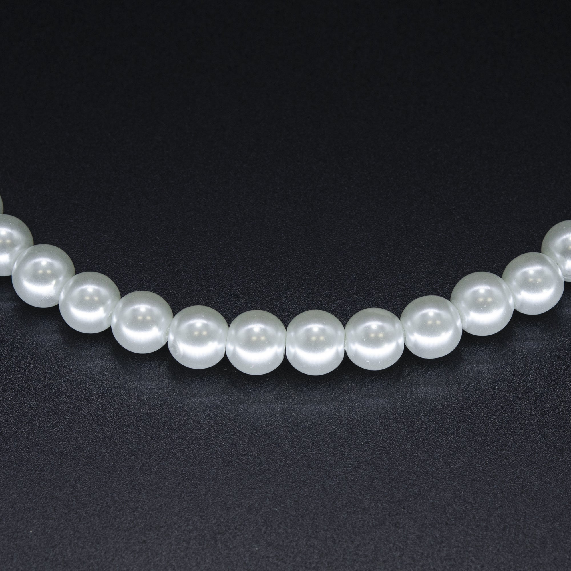 10mm White Glass Pearl Beads - 80 on 30-Inch Strand Glass Beads