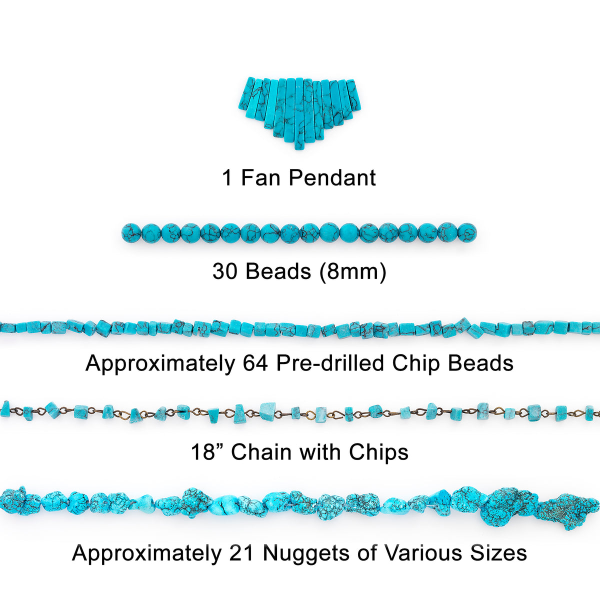 Turquoise Gemstone Bead Assortment Collection for Jewelry Making Value Pack - Blue Jewelry Beads