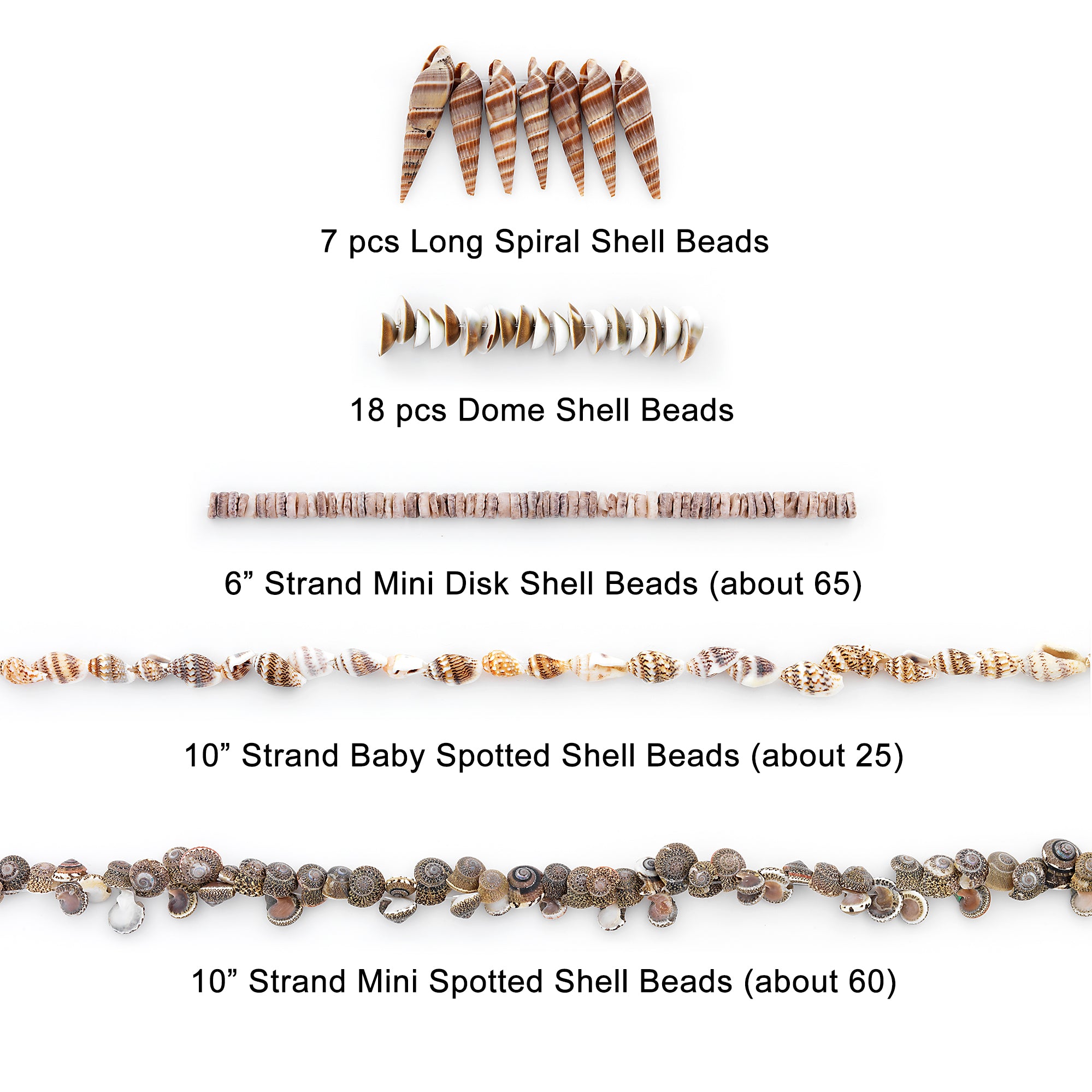 Denise Natural Seashell Bead Collection Value Pack - Brown Shell & Pearl Beads
