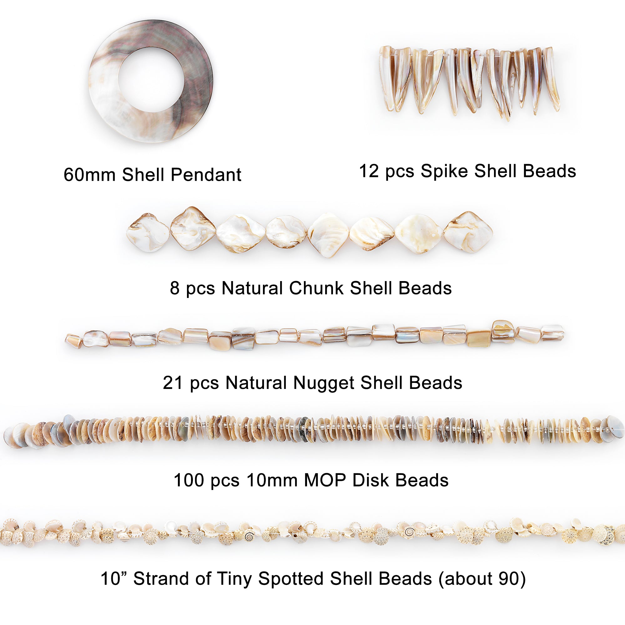 Niamh Collection of Shell Beads Value Pack - Gray Shell & Pearl Beads