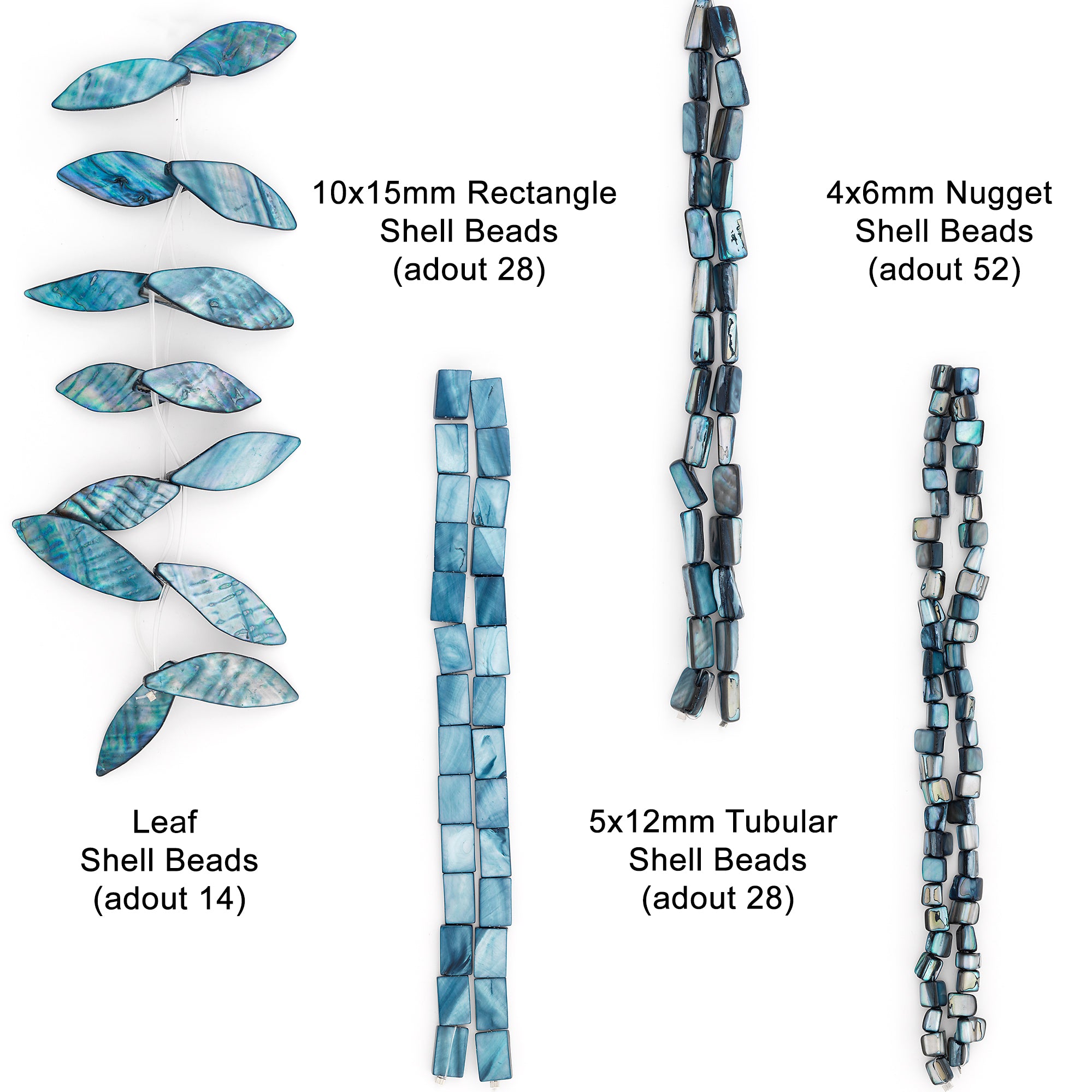 Andromeda Sea Shell Beads Collection Value Pack - Blue Jewelry Beads