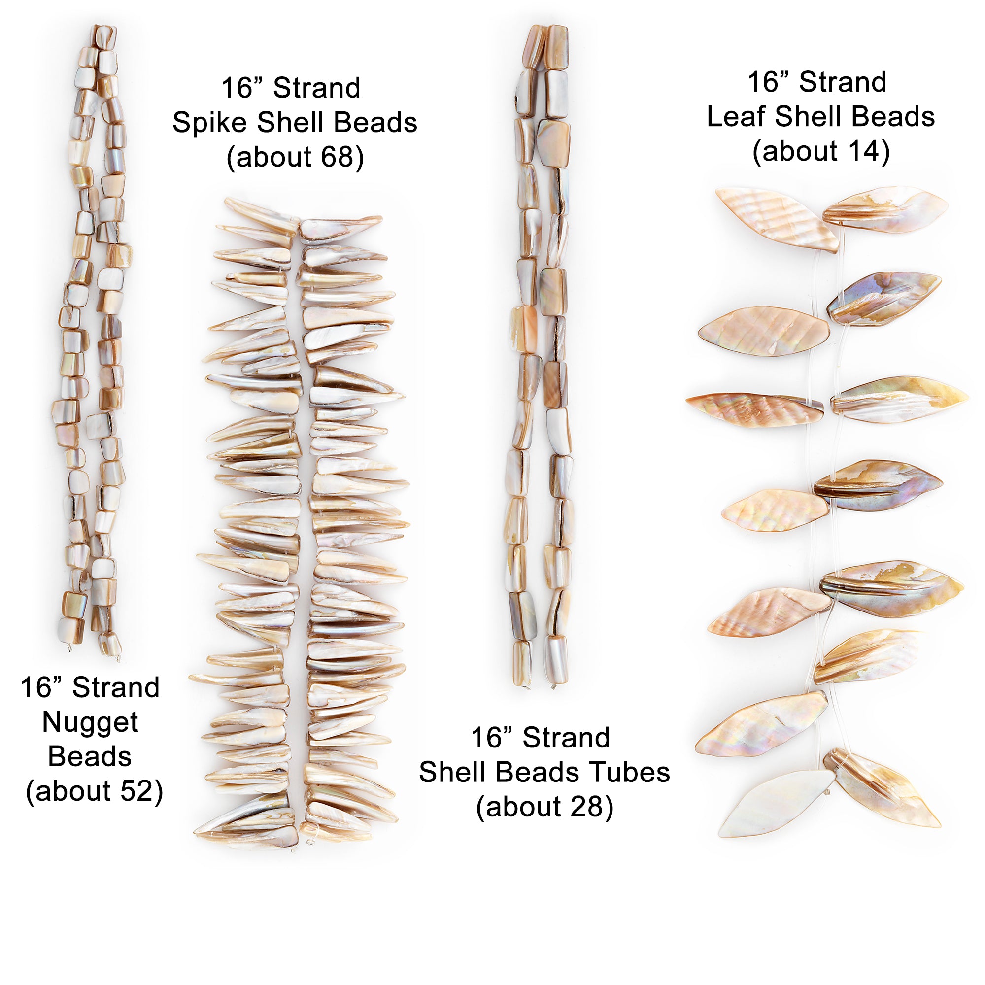Magnolia Sea Shell Beads Collection Value Pack - Natural Jewelry Beads