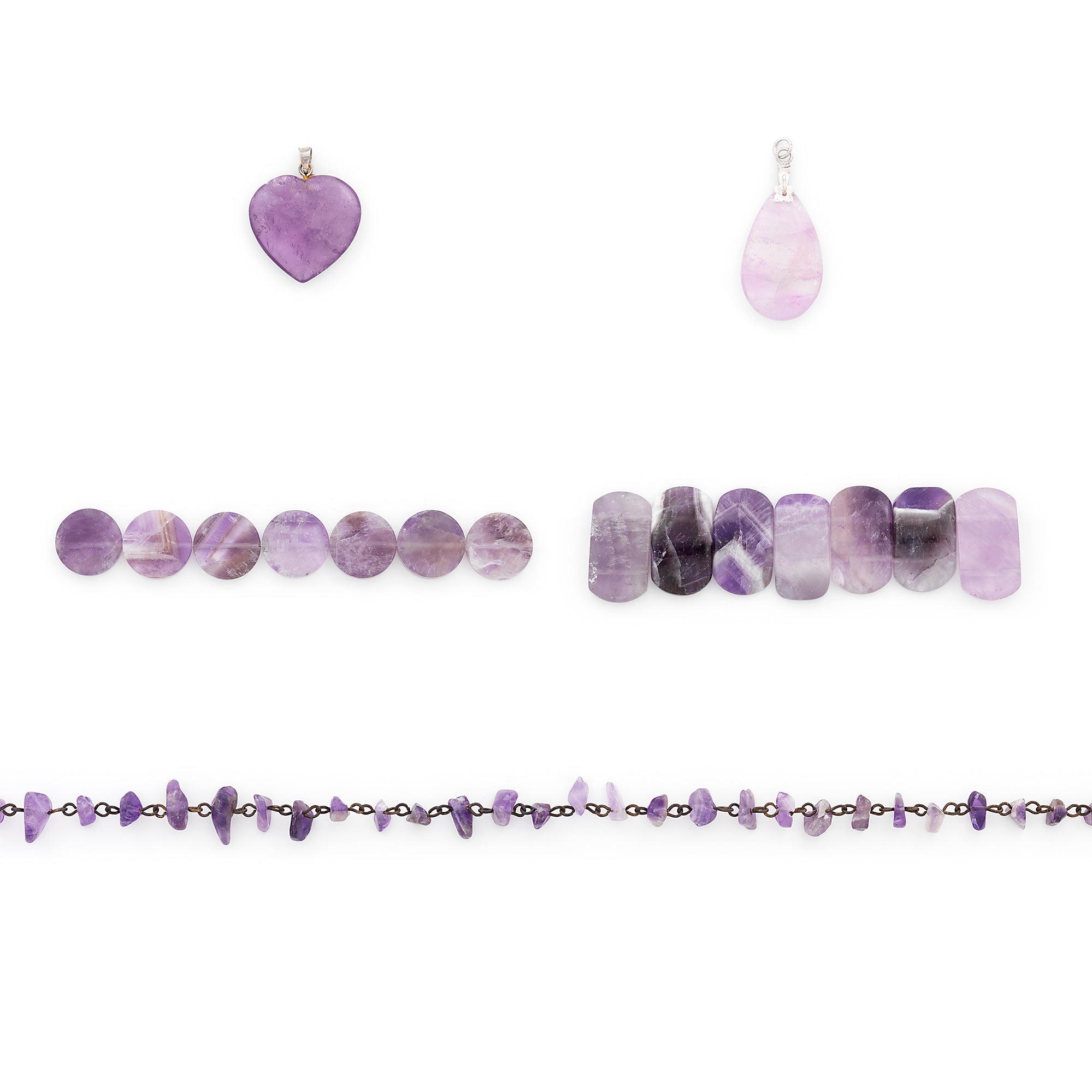Amethyst Natural Gemstone Beads and Pendants Collection - Value Pack Jewelry Beads