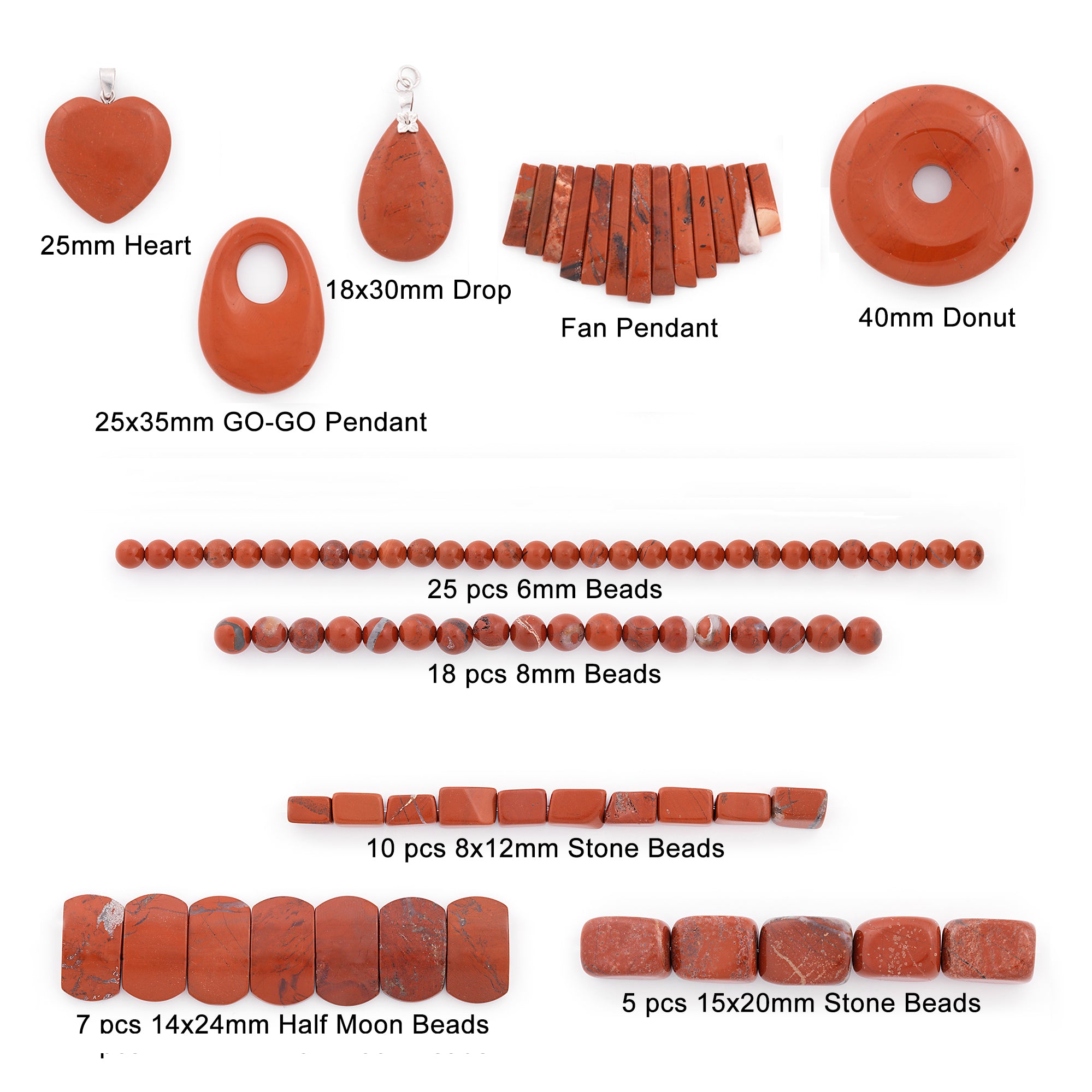 Red Jasper Natural Gemstone Beads for Jewelry Making Value Pack Jewelry Beads