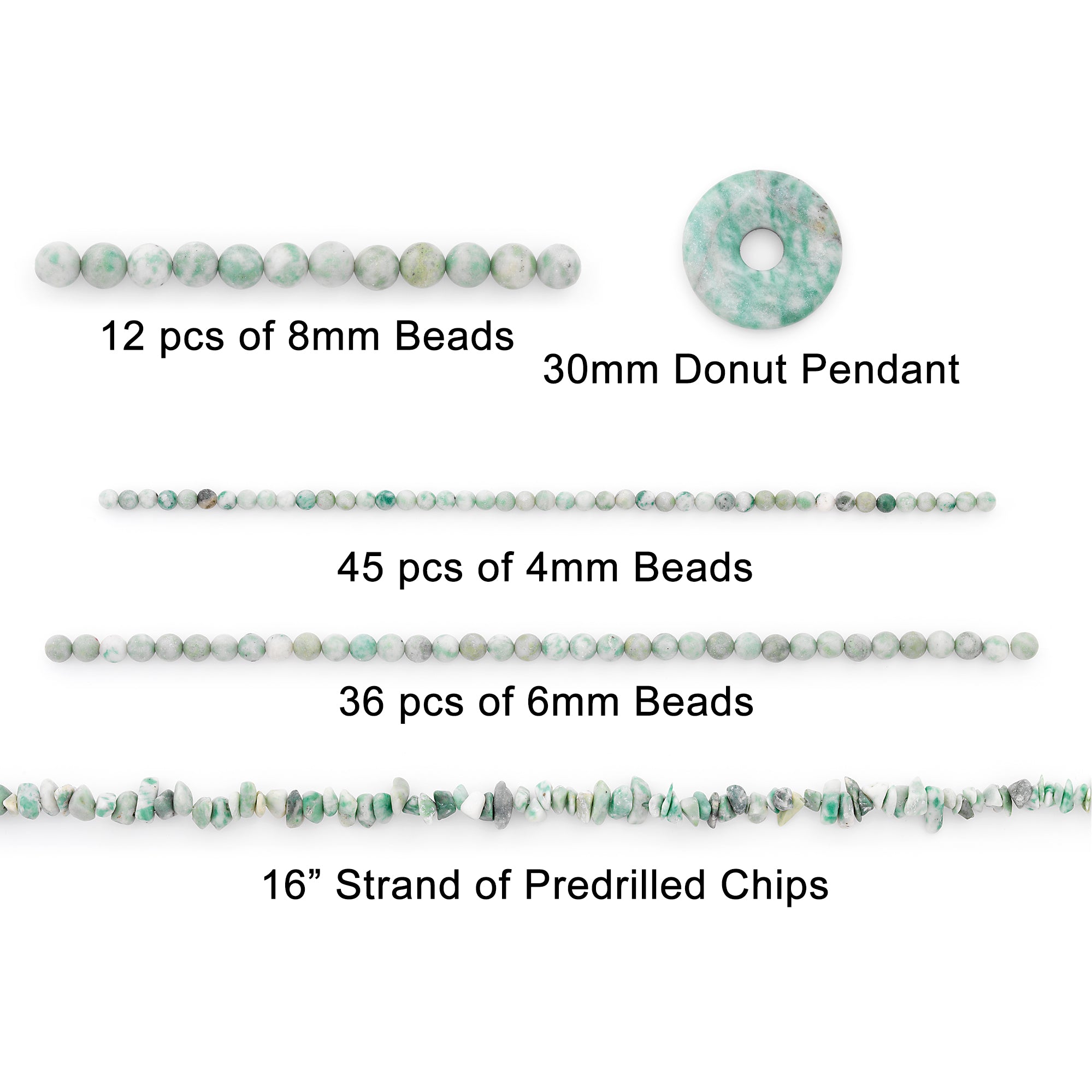Spotted Jade Natural Gemstones Beads Value Pack of About 200 Beads - Green Jewelry Beads