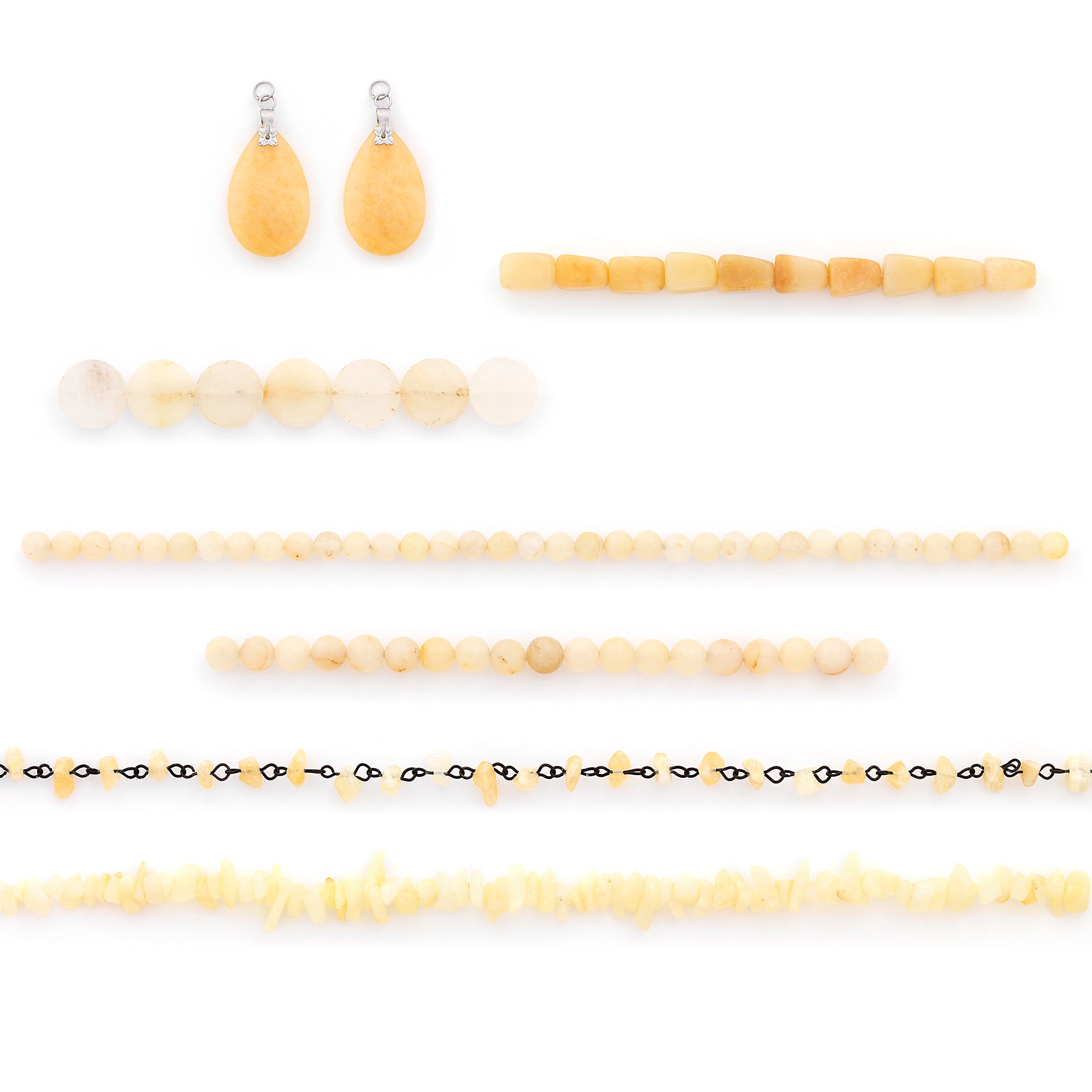 Yellow Jade Natural Gemstone Beads and Pendants Value Pack Collection Butter Jade Beads