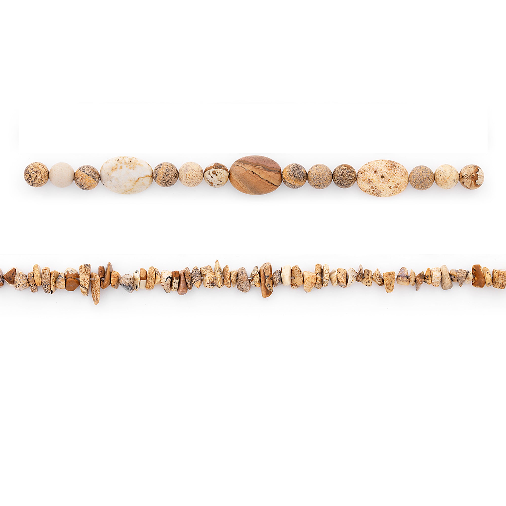 Picture Jasper Natural Gemstone Beads Collection - Brown Multi Picture Jasper Beads