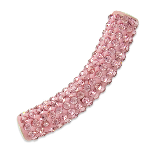 9x45mm Curved Rhinestone-Studded beads - Pink Acrylic & Resin Beads