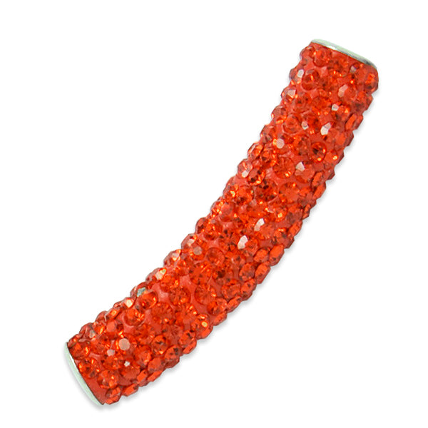 9x45mm Curved Rhinestone-Studded beads - Orange Acrylic & Resin Beads