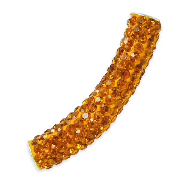 9x45mm Curved Rhinestone-Studded beads - Gold Acrylic & Resin Beads
