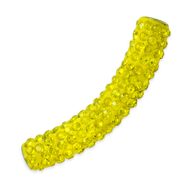 9x45mm Curved Rhinestone-Studded beads - Yellow Acrylic & Resin Beads