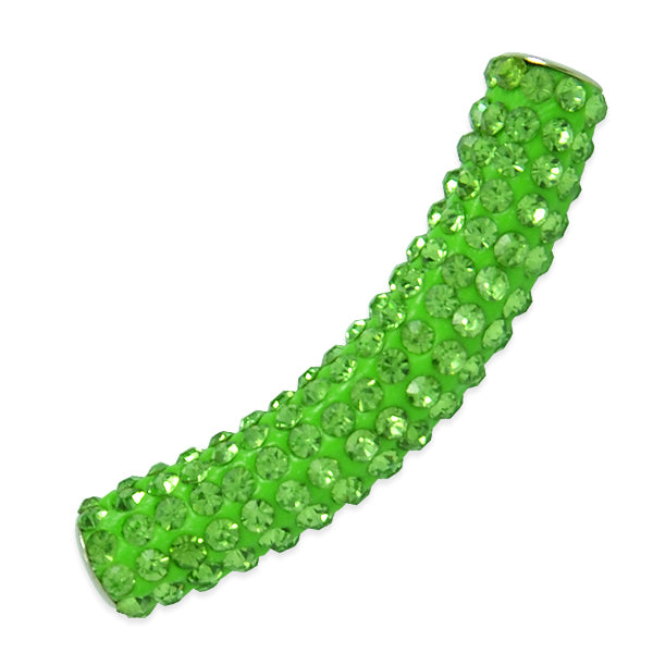 9x45mm Curved Rhinestone-Studded beads - Green Acrylic & Resin Beads
