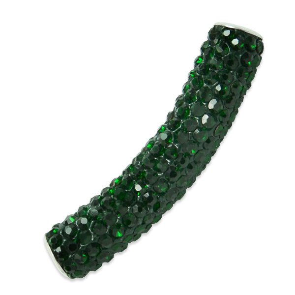 9x45mm Curved Rhinestone-Studded beads - BJA031-32 - Green Acrylic & Resin Beads
