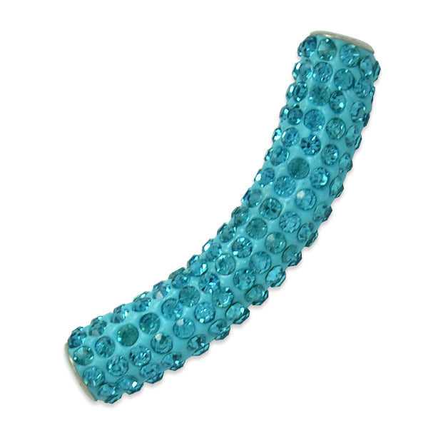 9x45mm Curved Rhinestone-Studded beads - Turquoise Acrylic & Resin Beads