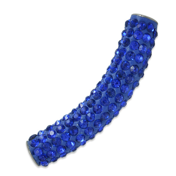 9x45mm Curved Rhinestone-Studded beads - Dark Blue Acrylic & Resin Beads