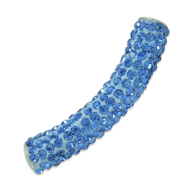 9x45mm Curved Rhinestone-Studded beads - Light Blue Acrylic & Resin Beads