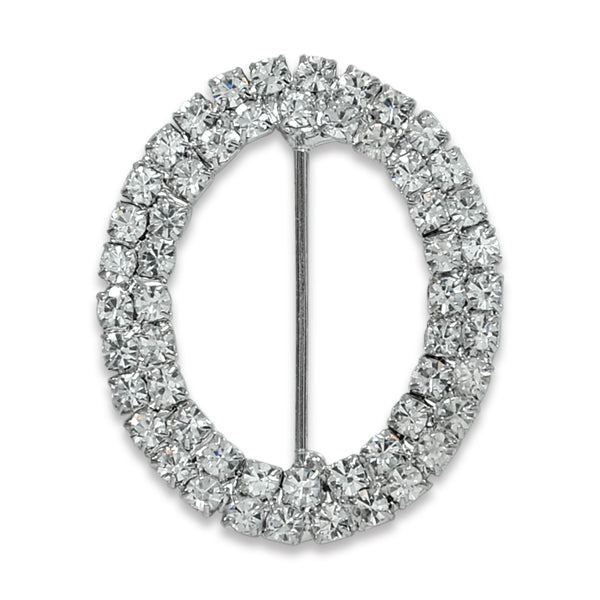 1 7/8" X 1 1/2" Oval Double Row Rhinestone Buckle - Crystal Accessories