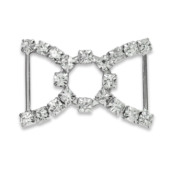 Bow Single Row Rhinestone Buckle - Crystal Accessories