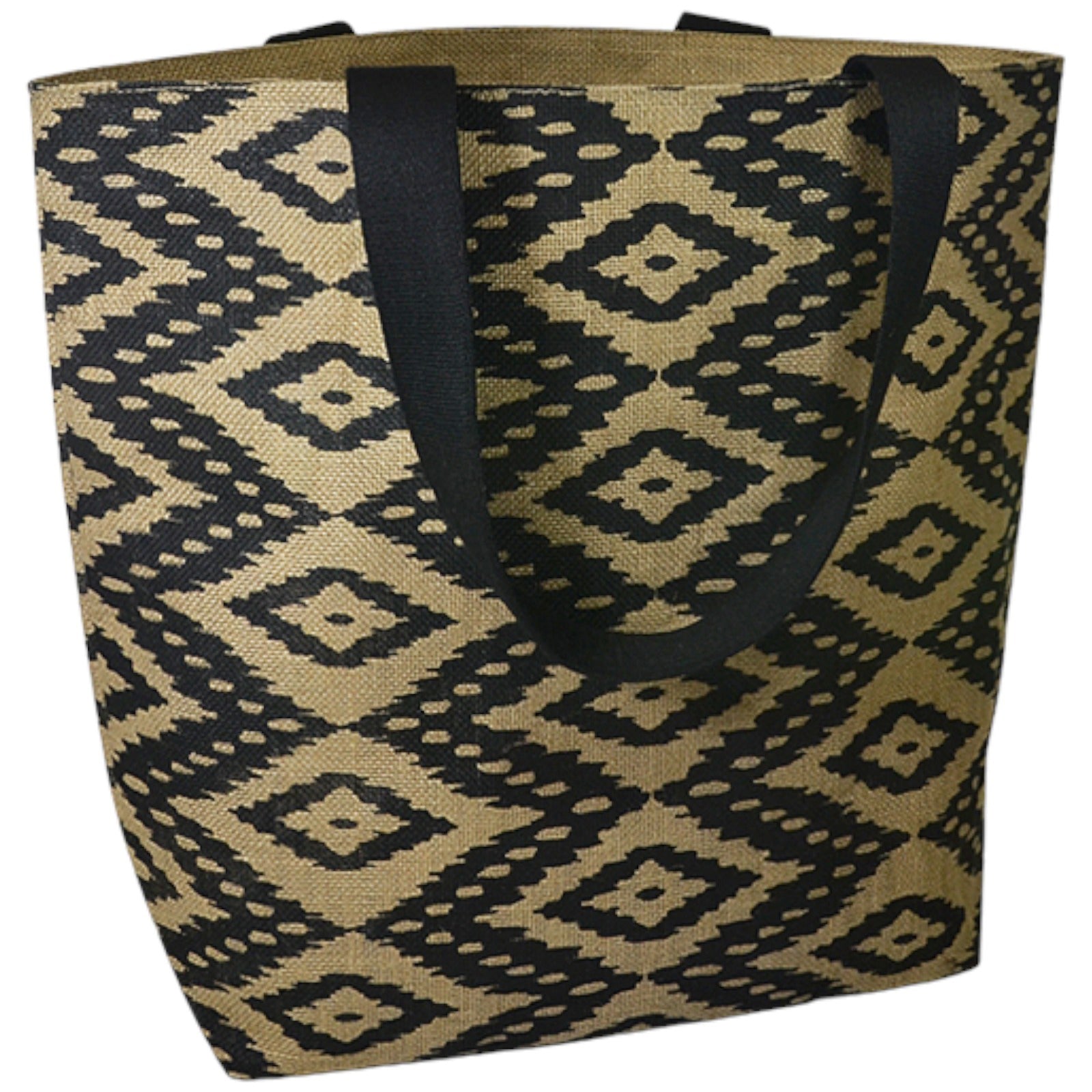 Hawthorn Diamond Aztec Pattern Jute Tote Bag Quilting Essential - Black/Natural Bags & Boxes