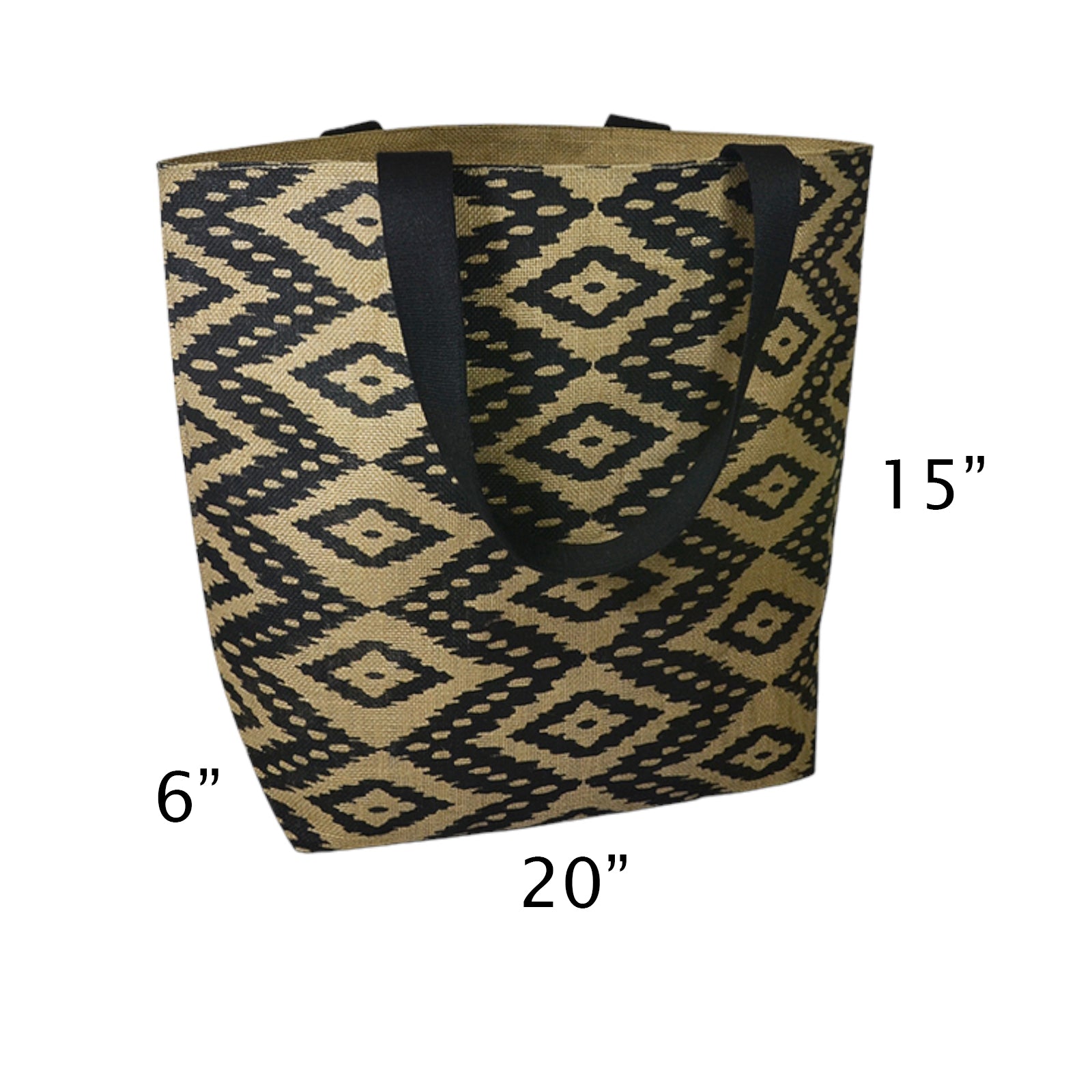 Hawthorn Diamond Aztec Pattern Jute Tote Bag Quilting Essential - Black/Natural Bags & Boxes