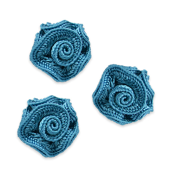 Ruffled Rosette Applique/Patch Pack of 3 Marine Blue Appliques